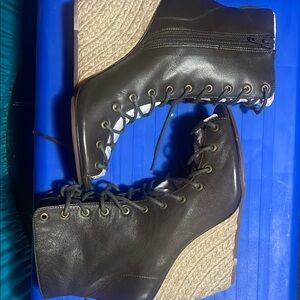 Women's Olive Wedge Boots